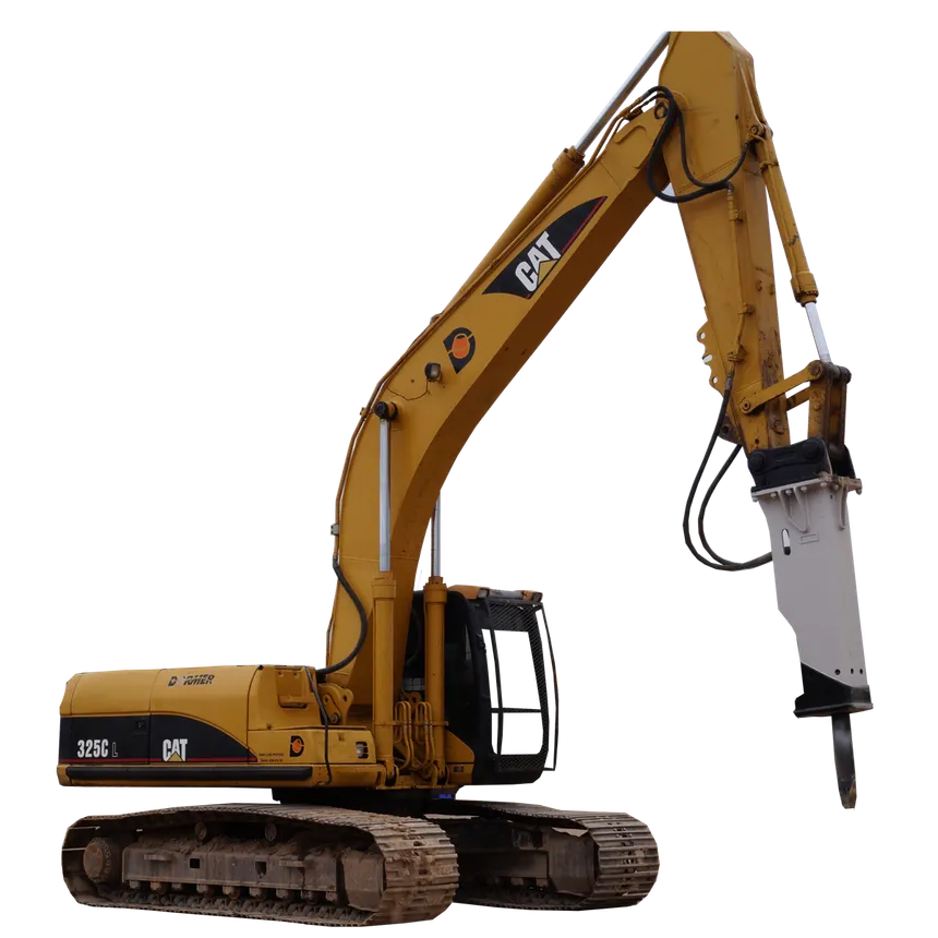 Excavadora con martillo hidráulico